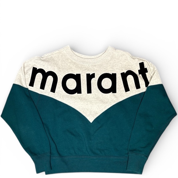 Isabel Marant houston two-tone logo sweatshirt TEAL AND HEATHER GRAY